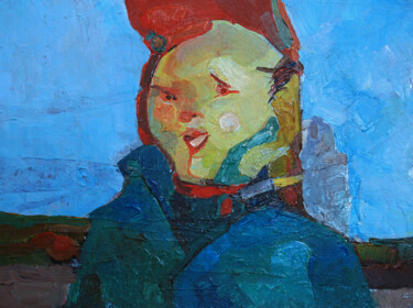 Painting titled "Кепка" by Arman Bai, Original Artwork, Oil Mounted on Wood Stretcher frame
