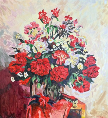 Pittura intitolato "Bouquet of flowers" da Arman Khlghatyan, Opera d'arte originale, Olio