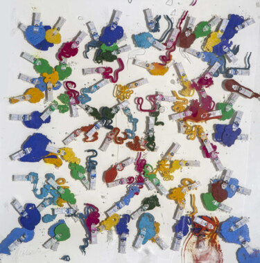 Collages titulada "Tubes de couleurs S…" por Arman, Obra de arte original