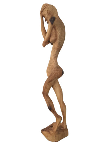 Sculpture titled "Désespoir" by Armand Kebfoube, Original Artwork, Wood