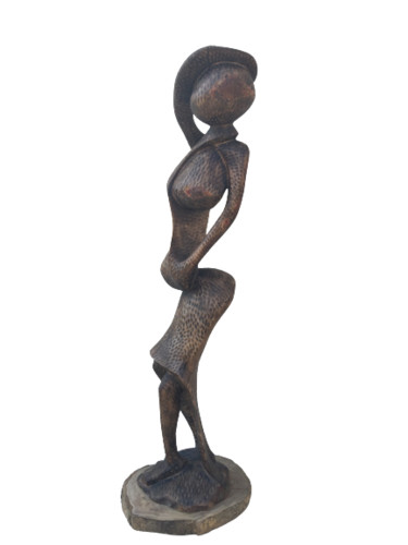 Sculpture intitulée "Compétition" par Armand Kebfoube, Œuvre d'art originale, Bois