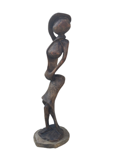 Sculptuur getiteld "Compétition" door Armand Kebfoube, Origineel Kunstwerk, Hout