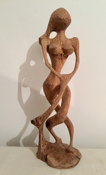 Sculptuur getiteld "La révoltée" door Armand Kebfoube, Origineel Kunstwerk, Hout