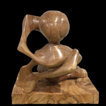 Sculpture intitulée "le médium" par Armand Kebfoube, Œuvre d'art originale, Bois