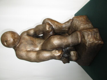 Escultura titulada "Le sculpteur" por Armand Robitaille, Obra de arte original, Madera