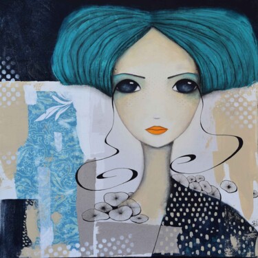 Malerei mit dem Titel "Ma vie en bleu" von Armandine Js, Original-Kunstwerk, Acryl