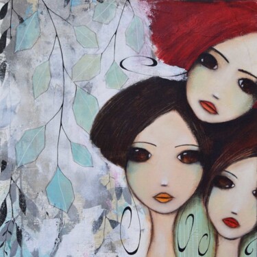 Painting titled "Three of us" by Armandine Js, Original Artwork, Acrylic