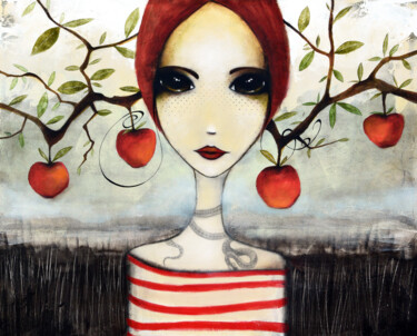 Schilderij getiteld "Pomme, pomme, pomme…" door Armandine Js, Origineel Kunstwerk, Acryl