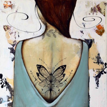 Malerei mit dem Titel "Mme Butterfly" von Armandine Js, Original-Kunstwerk, Acryl