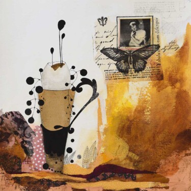 Malerei mit dem Titel "Mes cocottes" von Armandine Js, Original-Kunstwerk, Collagen