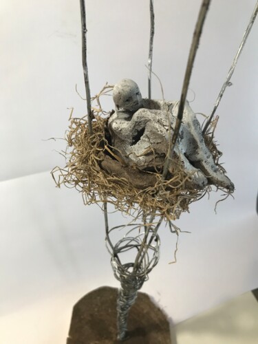 Sculpture titled "Il riposo del poeta" by Armando D'Andrea, Original Artwork, Metals