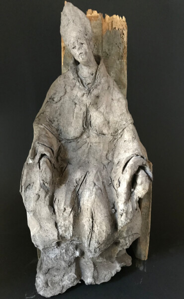 Sculpture titled "pope" by Armando D'Andrea, Original Artwork, Wood