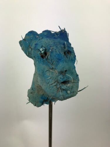 Sculpture intitulée "Volto blu" par Armando D'Andrea, Œuvre d'art originale, Argile