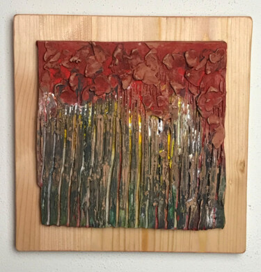 Sculpture titled "Fiori rossi" by Armando D'Andrea, Original Artwork, Clay Mounted on Wood Panel
