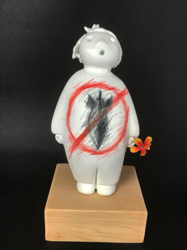 Sculpture titled "Matilda-No Bombs" by Armando D'Andrea, Original Artwork, Plaster