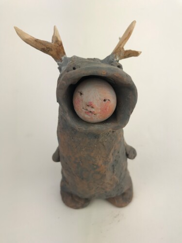 Sculpture intitulée "Lucifer-Reindeer" par Armando D'Andrea, Œuvre d'art originale, Argile