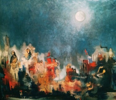 Pintura titulada ""night"" por Arman Ohanyan, Obra de arte original, Oleo