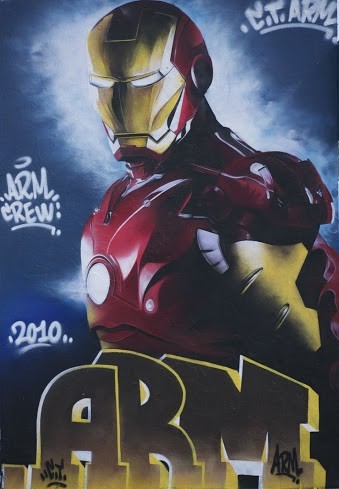 Schilderij getiteld "CETRA IRON MAN ARM…" door Arm Crew, Origineel Kunstwerk, Graffiti