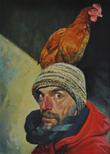 Painting titled "Chercher l'époux" by Armel Jullien, Original Artwork, Oil Mounted on Wood Stretcher frame