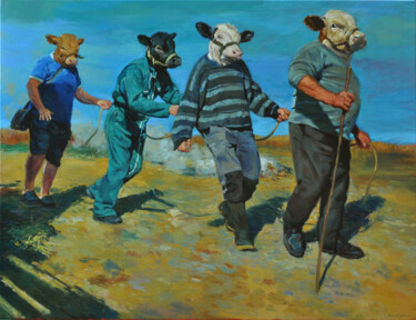 Pintura titulada "Joindre les debouts" por Armel Jullien, Obra de arte original, Oleo