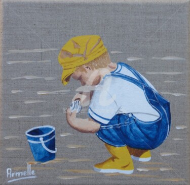 Pintura titulada "petit pêcheur de pa…" por Armelle Cailly, Obra de arte original, Acrílico Montado en Bastidor de camilla d…