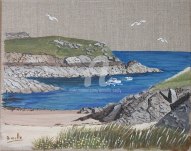 Painting titled "Pointe de la Varde" by Armelle Cailly, Original Artwork, Acrylic Mounted on Wood Stretcher frame