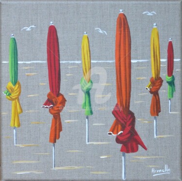 Peinture intitulée "parasols 2" par Armelle Cailly, Œuvre d'art originale, Acrylique Monté sur Châssis en bois