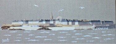 Pintura intitulada "Saint Malo Cité cor…" por Armelle Cailly, Obras de arte originais, Acrílico Montado em Armação em madeira
