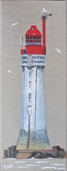 Painting titled "Phare du Grand Jard…" by Armelle Cailly, Original Artwork, Acrylic Mounted on Wood Stretcher frame