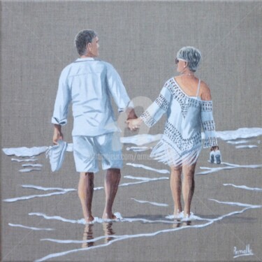 Painting titled "Les pieds dans l'ea…" by Armelle Cailly, Original Artwork, Acrylic Mounted on Wood Stretcher frame