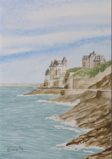 Painting titled "Dinard: Villas les…" by Armelle Cailly, Original Artwork, Watercolor
