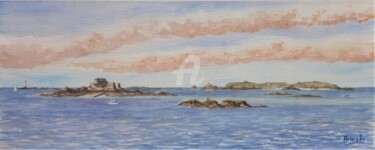 Painting titled "Fort Harbour et Céz…" by Armelle Cailly, Original Artwork, Watercolor Mounted on Cardboard