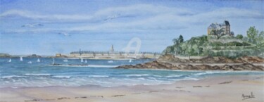 Painting titled "Dinard et Saint Mal…" by Armelle Cailly, Original Artwork, Watercolor Mounted on Cardboard