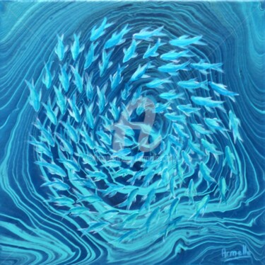 Painting titled "Vortex" by Armelle Cailly, Original Artwork, Acrylic Mounted on Wood Panel