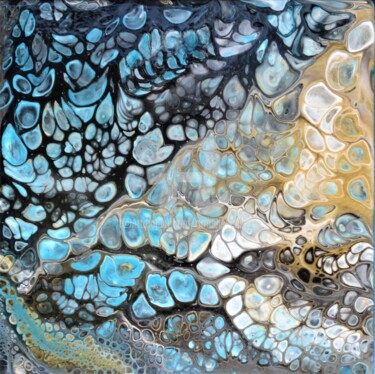 Peinture intitulée "Cellules turquoise" par Armelle Cailly, Œuvre d'art originale, Acrylique