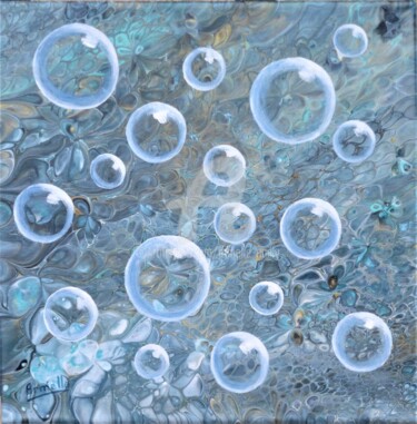 Painting titled "Bulles de savon" by Armelle Cailly, Original Artwork, Acrylic Mounted on Wood Stretcher frame