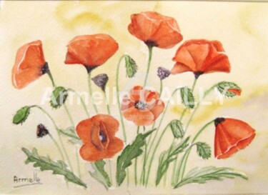 Painting titled "coquelicots" by Armelle Cailly, Original Artwork