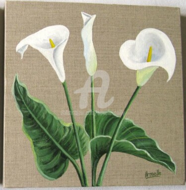 Painting titled "arums 30x30" by Armelle Cailly, Original Artwork, Acrylic
