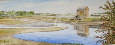 Peinture intitulée "moulin à marée de B…" par Armelle Cailly, Œuvre d'art originale, Aquarelle Monté sur Carton