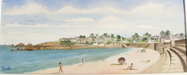 Painting titled "Saint Lunaire Longc…" by Armelle Cailly, Original Artwork, Watercolor Mounted on Cardboard