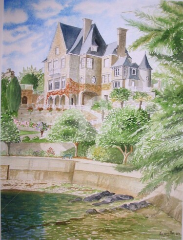 Peinture intitulée "villa à Dinard" par Armelle Cailly, Œuvre d'art originale