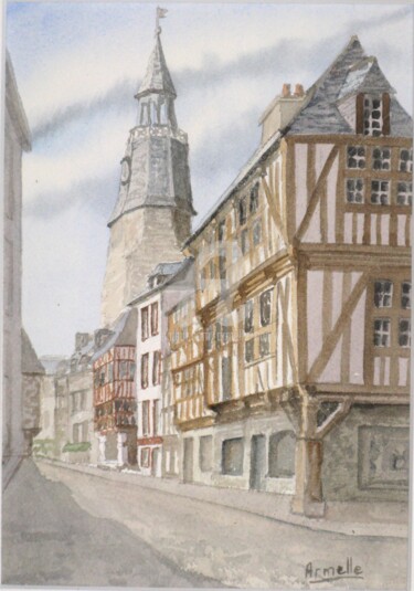 Peinture intitulée "Dinan rue de l'horl…" par Armelle Cailly, Œuvre d'art originale