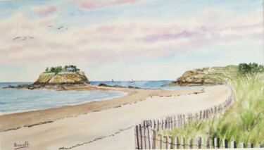 Painting titled "l'anse du Guesclin…" by Armelle Cailly, Original Artwork, Watercolor
