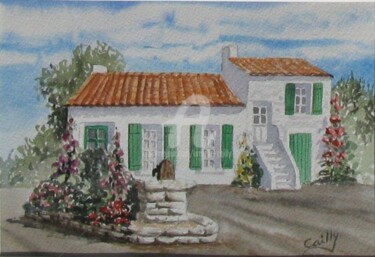 Painting titled "Place du puits à Do…" by Armelle Cailly, Original Artwork