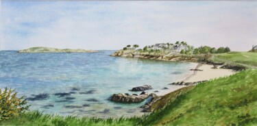 Painting titled "Saint Briac: mer d'…" by Armelle Cailly, Original Artwork, Watercolor Mounted on Cardboard