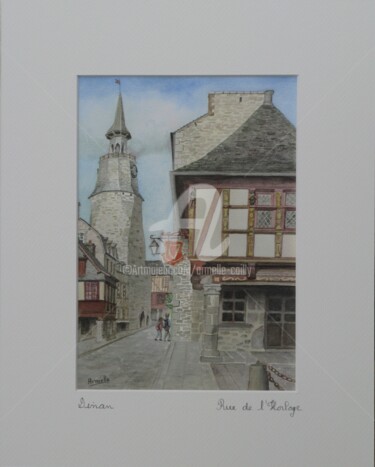 Gravures & estampes intitulée "Dinan: rue de l'hor…" par Armelle Cailly, Œuvre d'art originale, Impression numérique Monté s…