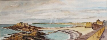 Painting titled "Saint Malo: le Fort…" by Armelle Cailly, Original Artwork, Watercolor