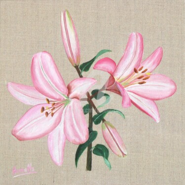 Pintura intitulada "lys rose" por Armelle Cailly, Obras de arte originais, Acrílico
