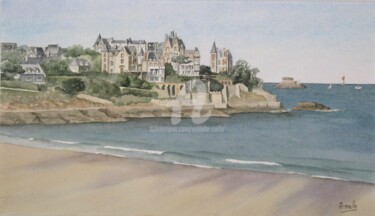 Painting titled "Dinard les villas d…" by Armelle Cailly, Original Artwork, Watercolor