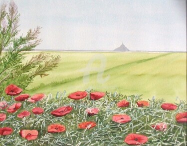 Painting titled "Coquelicots" by Armelle Cailly, Original Artwork